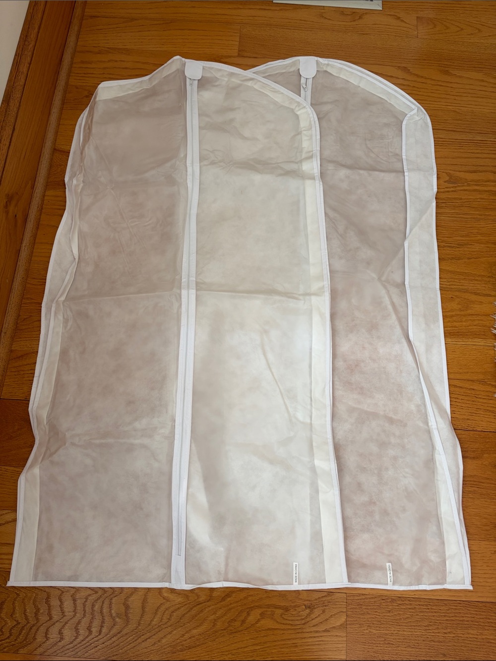 Set of 2 White Garment Bags with Zippers
